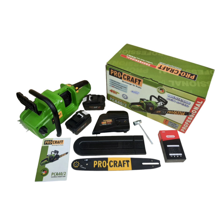 Акумуляторна пила Procraft PCA40/2 з акумуляторами по 8 Аг та зарядним 